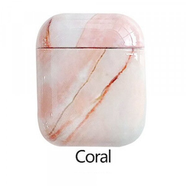 Wholesale Marble Design Hard Protective Case Cover for Apple Airpods [2 / 1] Charging Case (Coral)